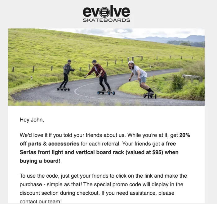 Refferral email example from Riff Raff & Co