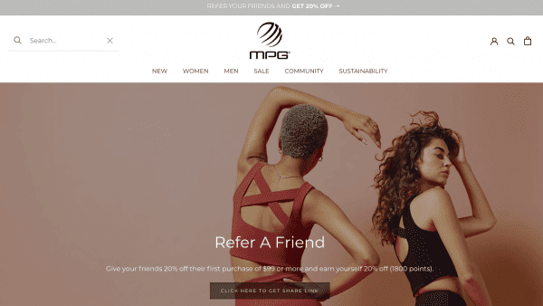 mpg referral program mondetta performance gear athleisure shopify referral examples referralcandy