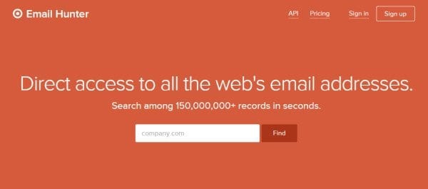 Email Hunter homepage