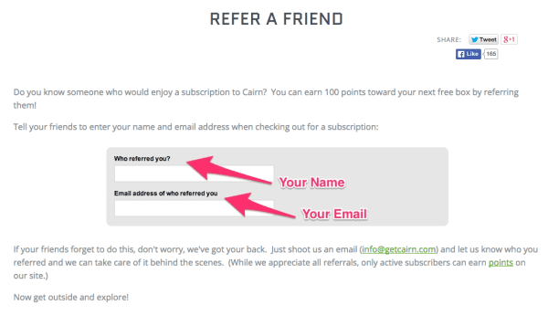 Cairn referral page