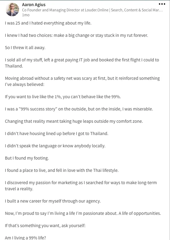 profile on linkedin