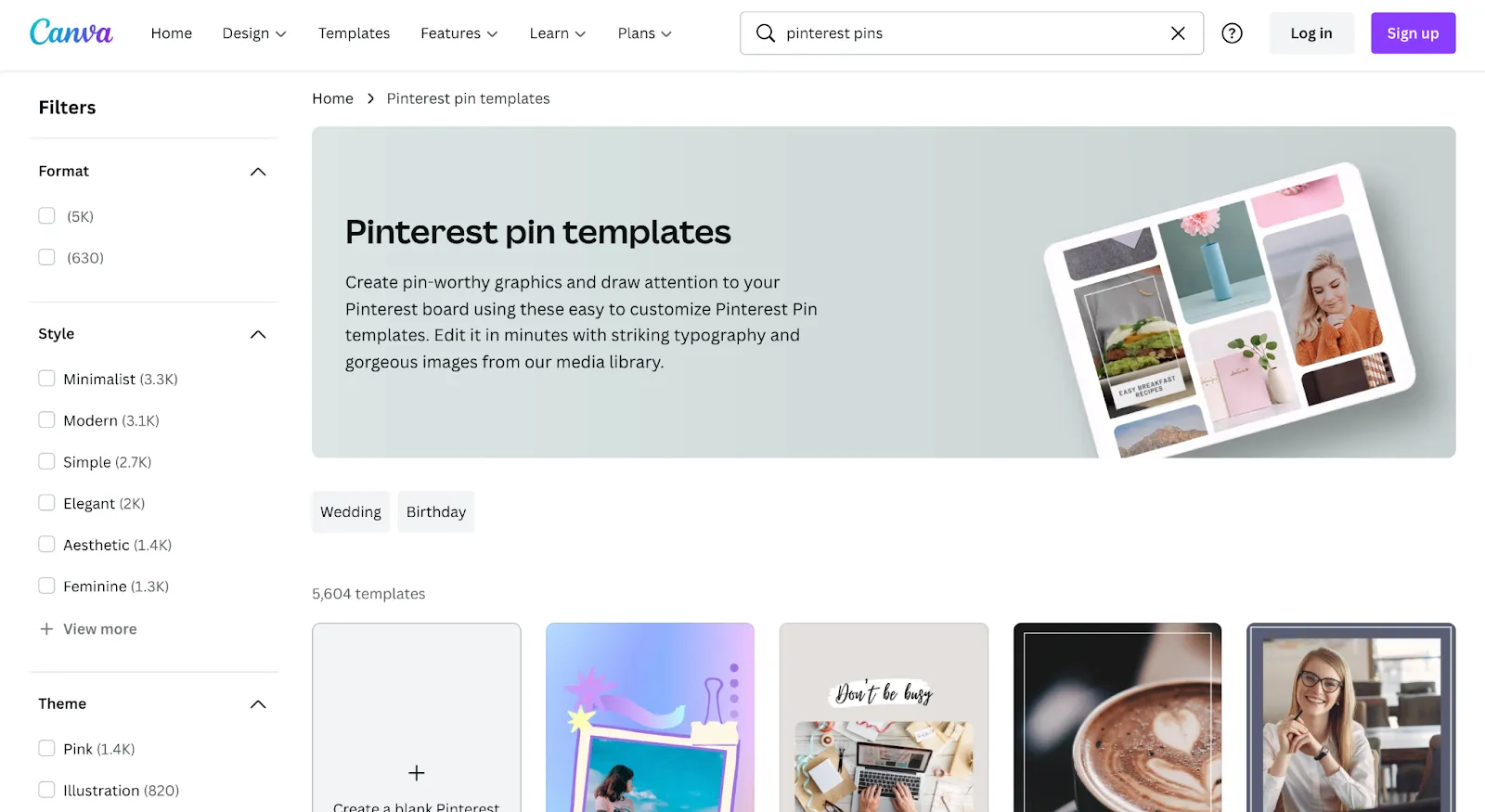Canva pinterest pin template