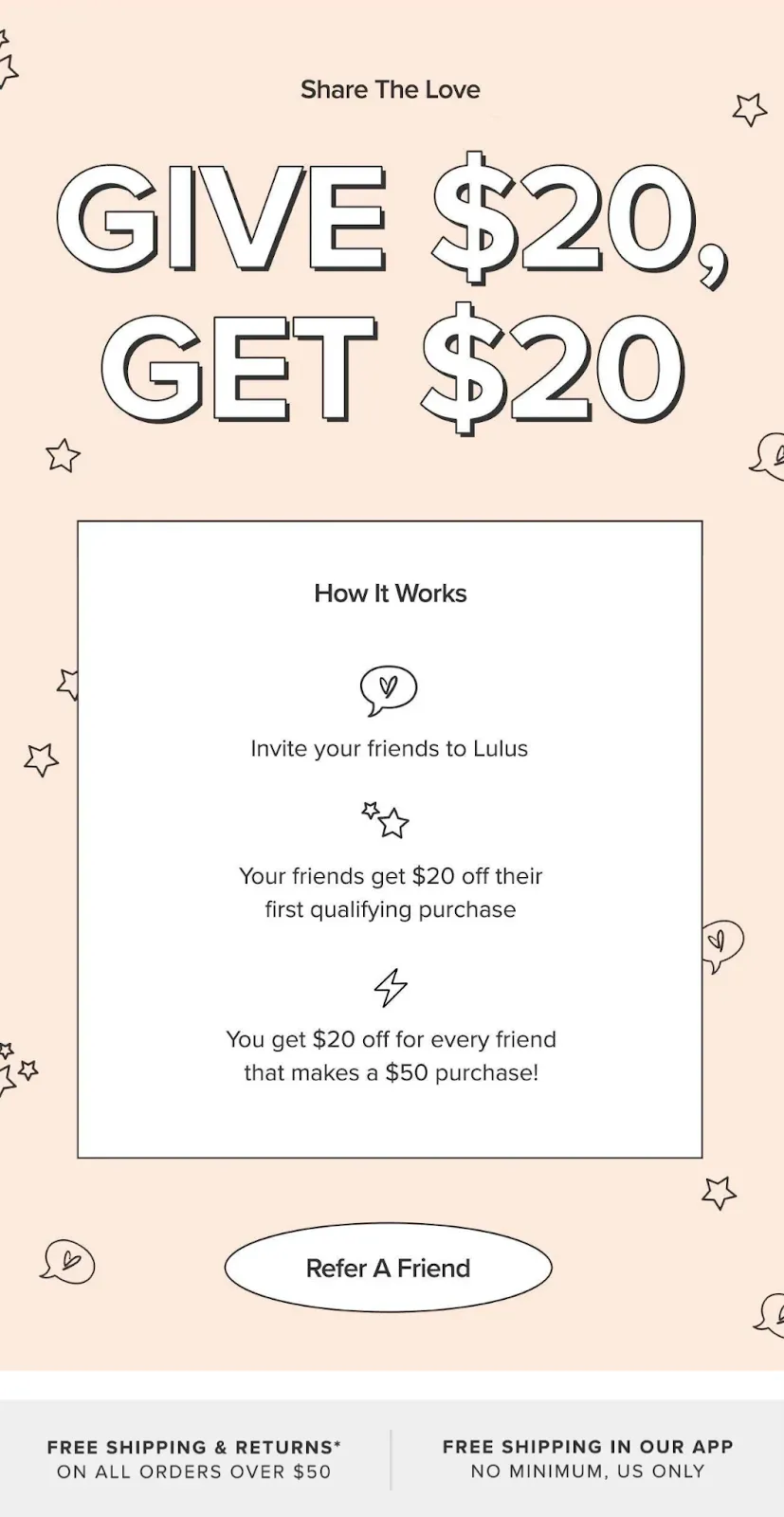 Refferral email example from Lulus