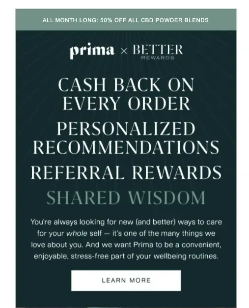 Refferral email example from Prima