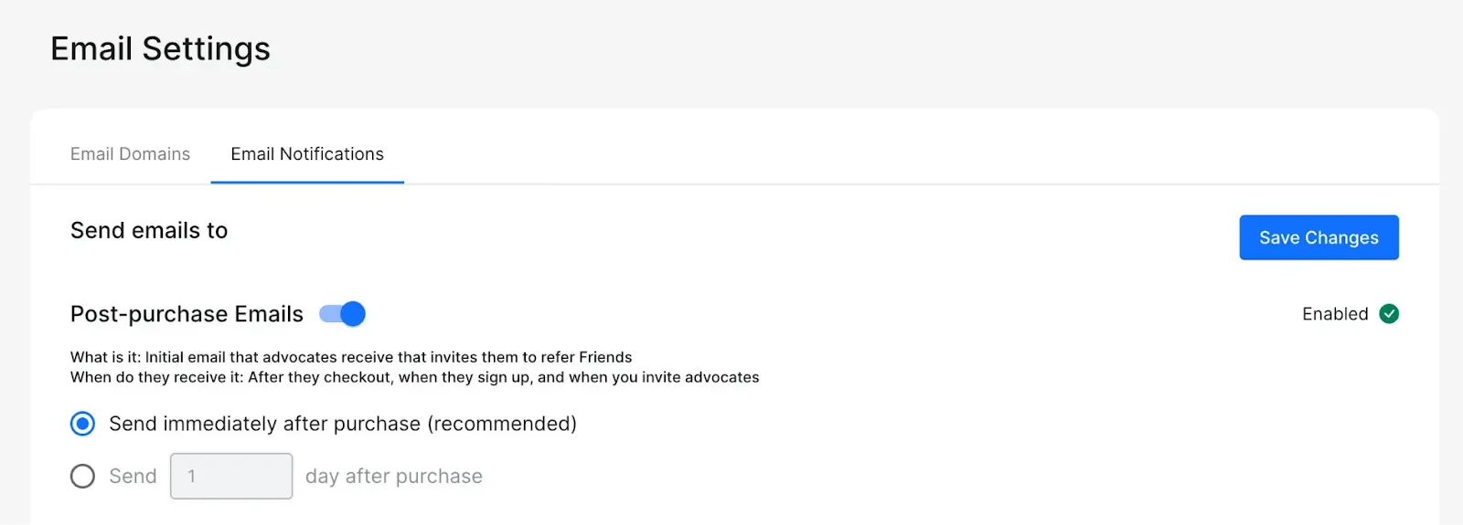 ReferralCandy email settings