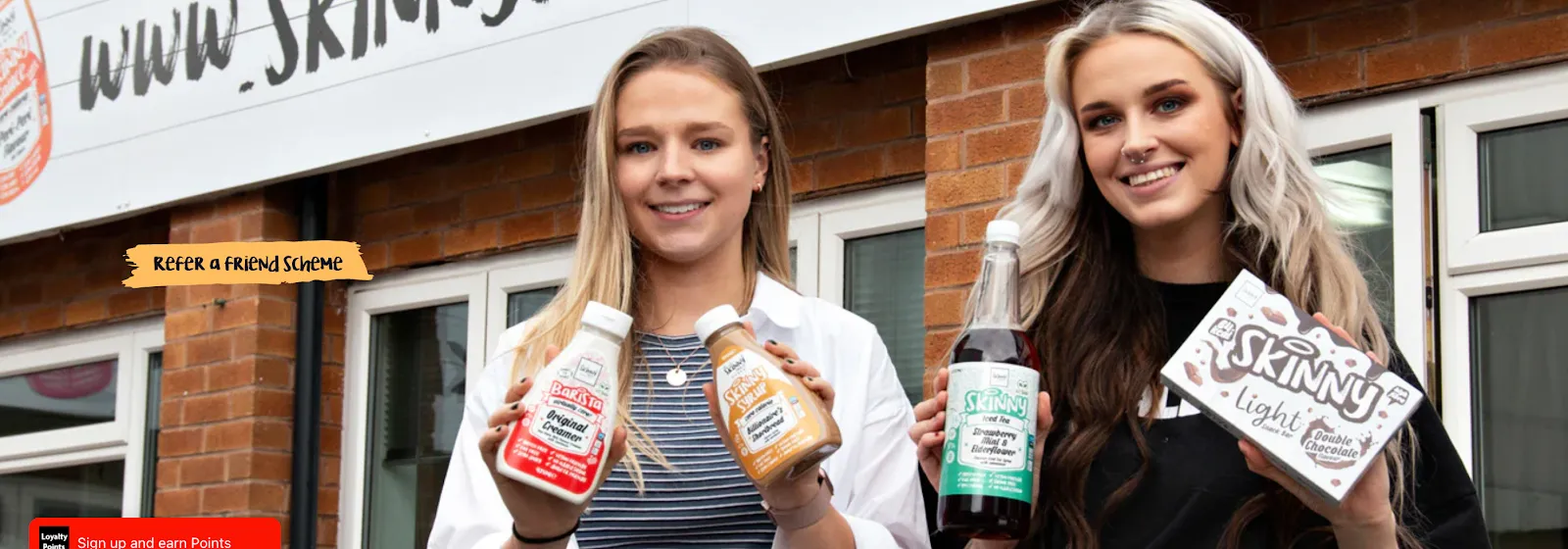 A screenshot of Skinny Food Co website hero image