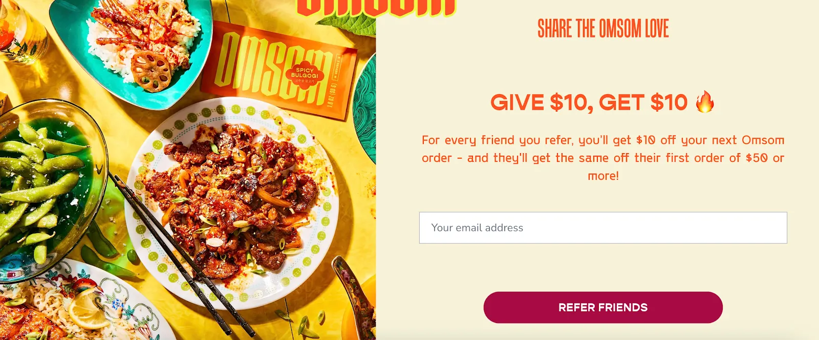 Omsonm's give 10, get 10 referral page