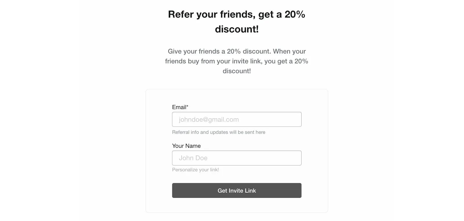 Screenshot of Skinny Food Co referral form
