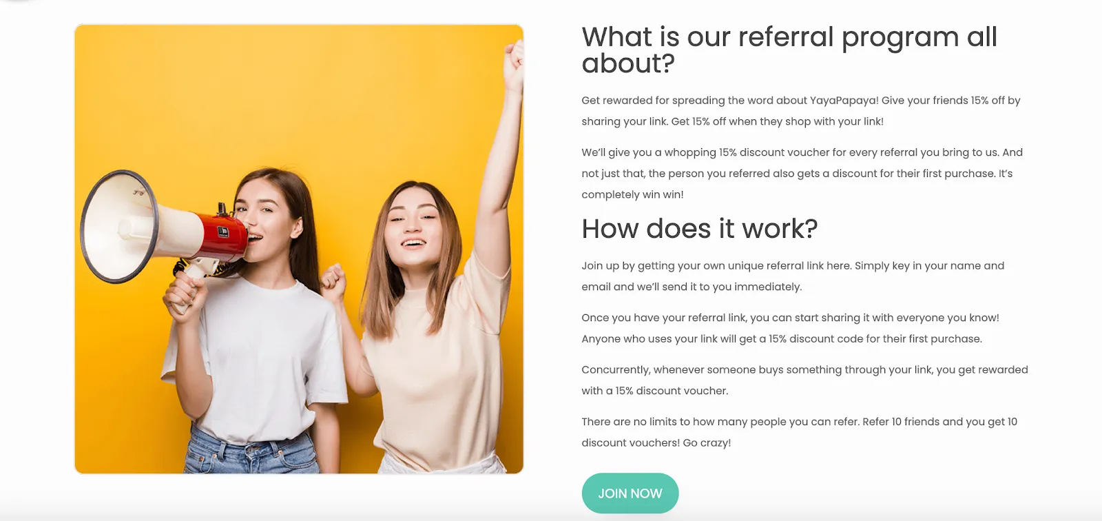 Yaya Papaya referral page
