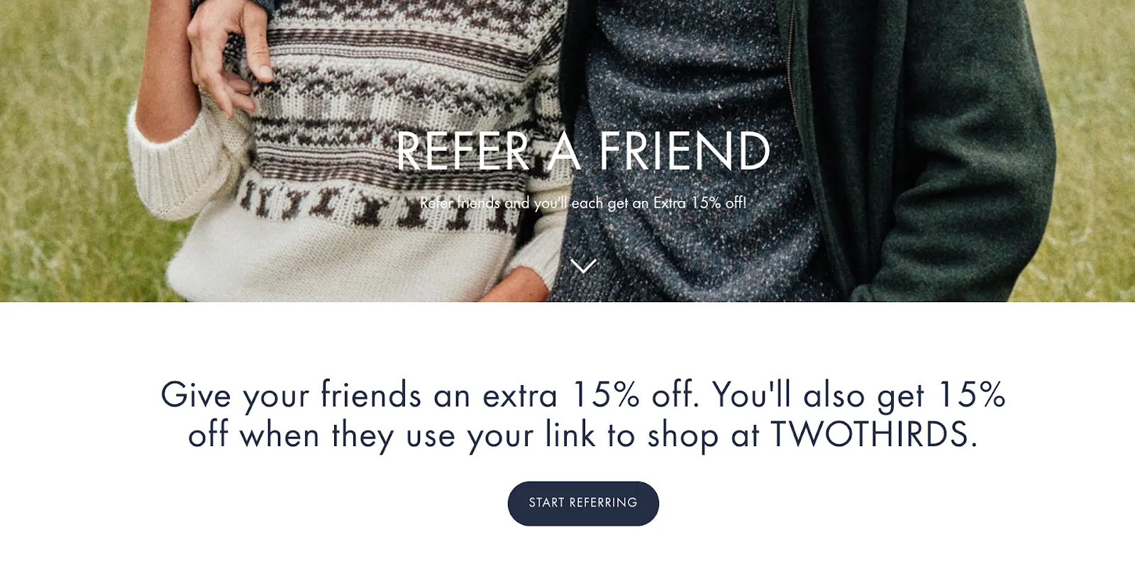 TWOTHIRDS referral program landing page