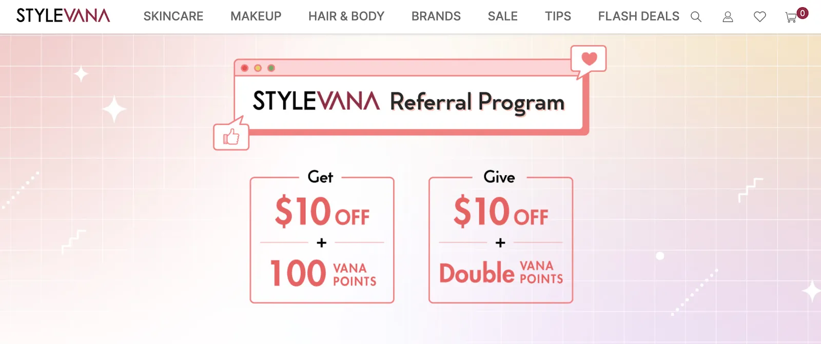 Referral program page of Stylevana