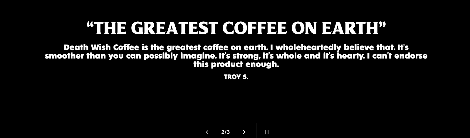 Death Wish Coffee social proof section