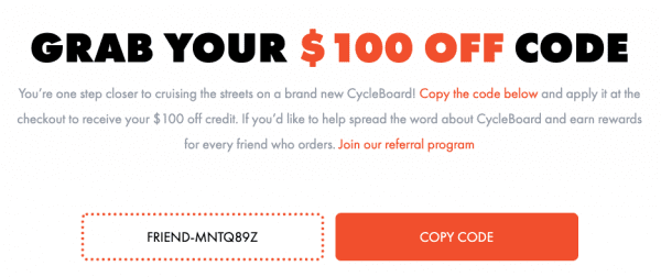 100$ off referral incentive
