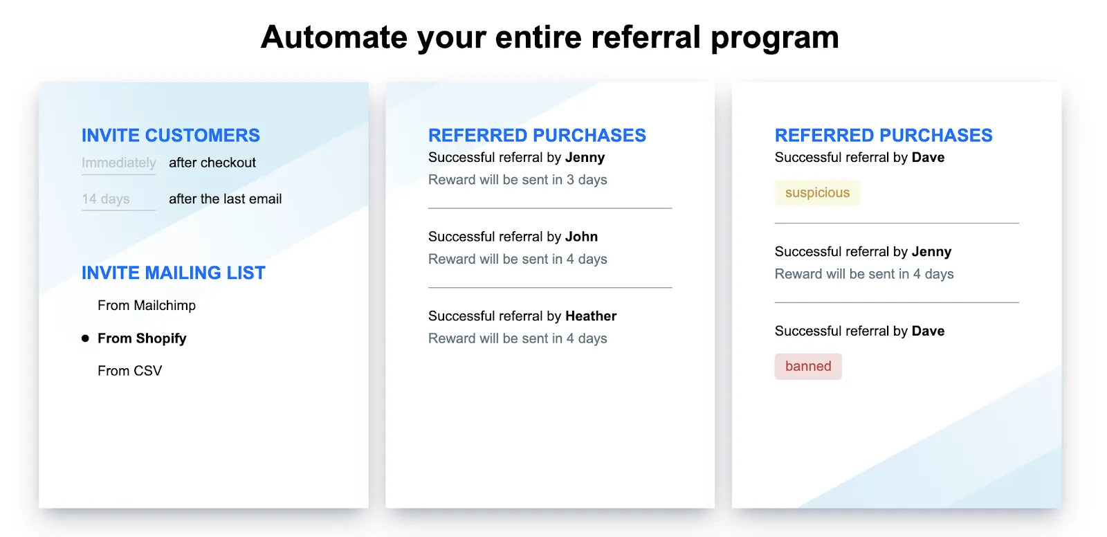ReferralCandy automation settings