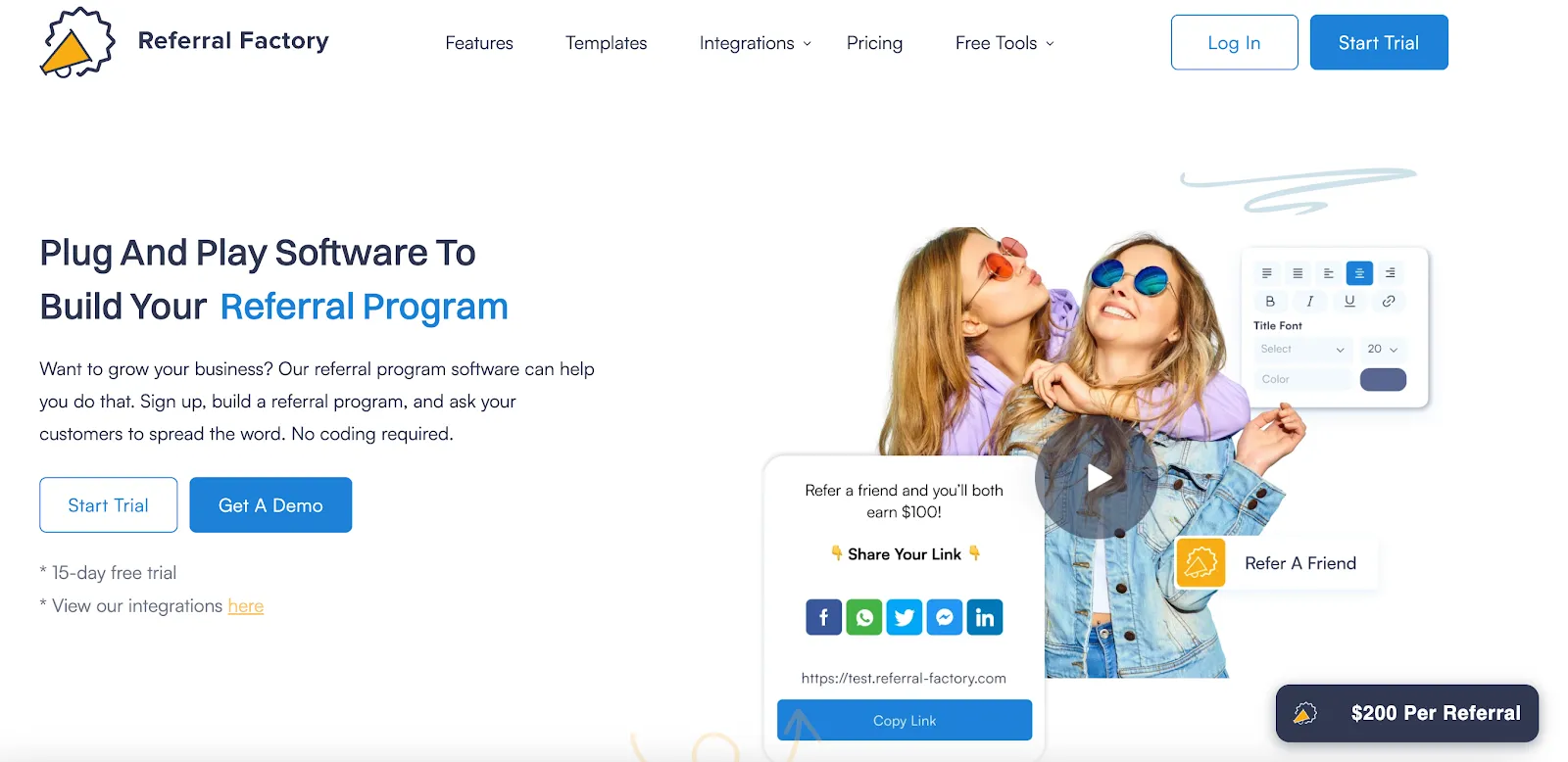 Home page of Referral Factory