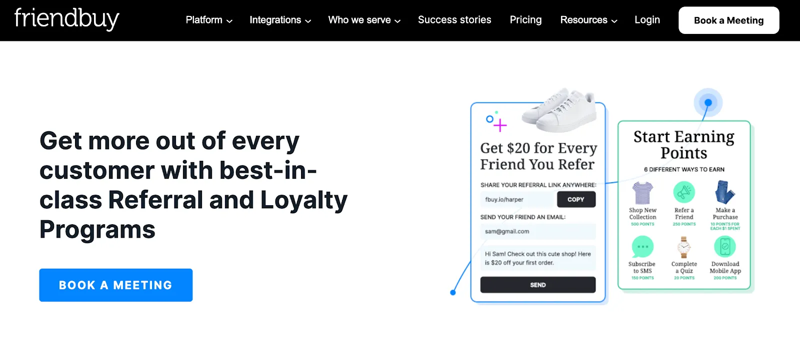 Home page of Friendbuy