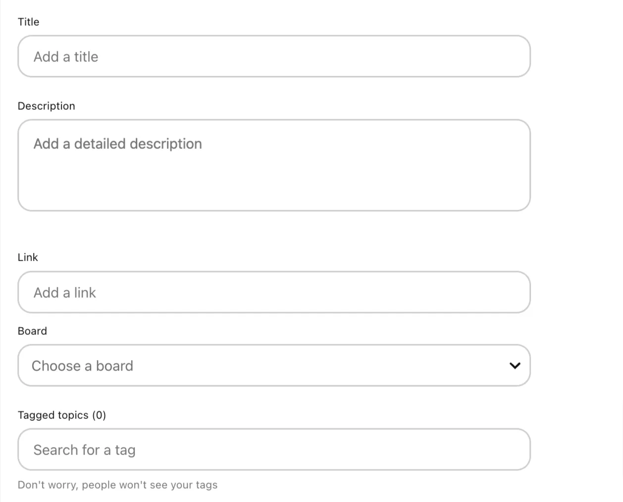 Pinterest create a pin settings