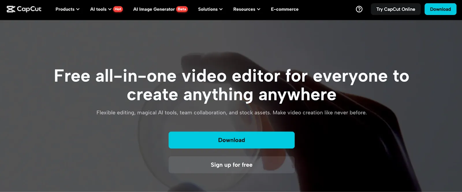 CapCut home page