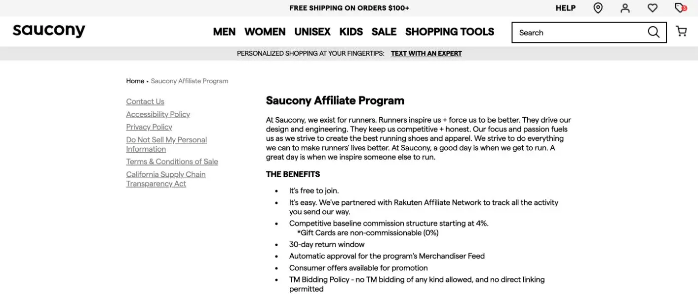 Saucony affiliate program
