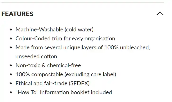 Swag food storage features in product desription