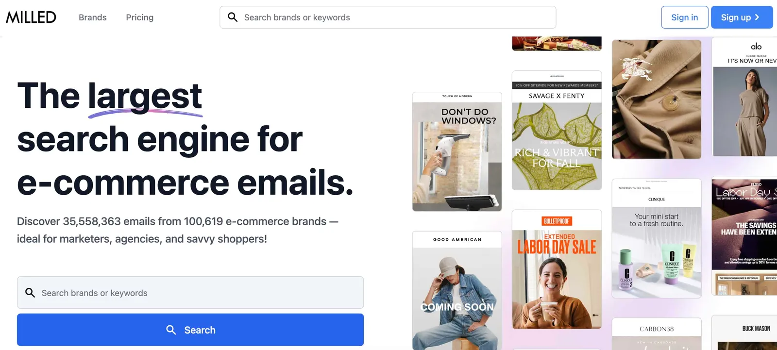 Ecommerce search engine called Mille