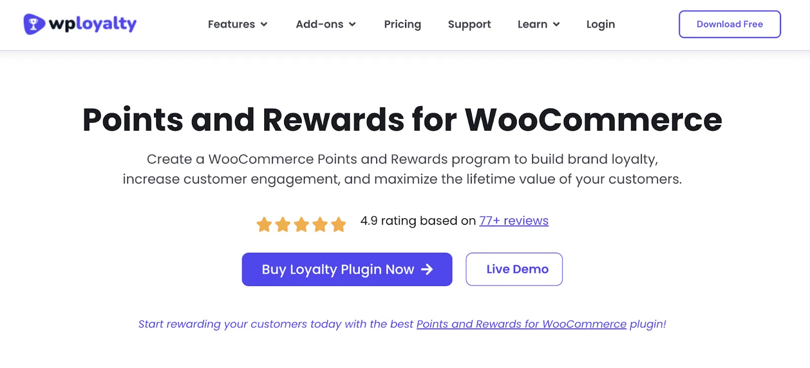 WPLoyalty points and rewards plugin for WooCommerce