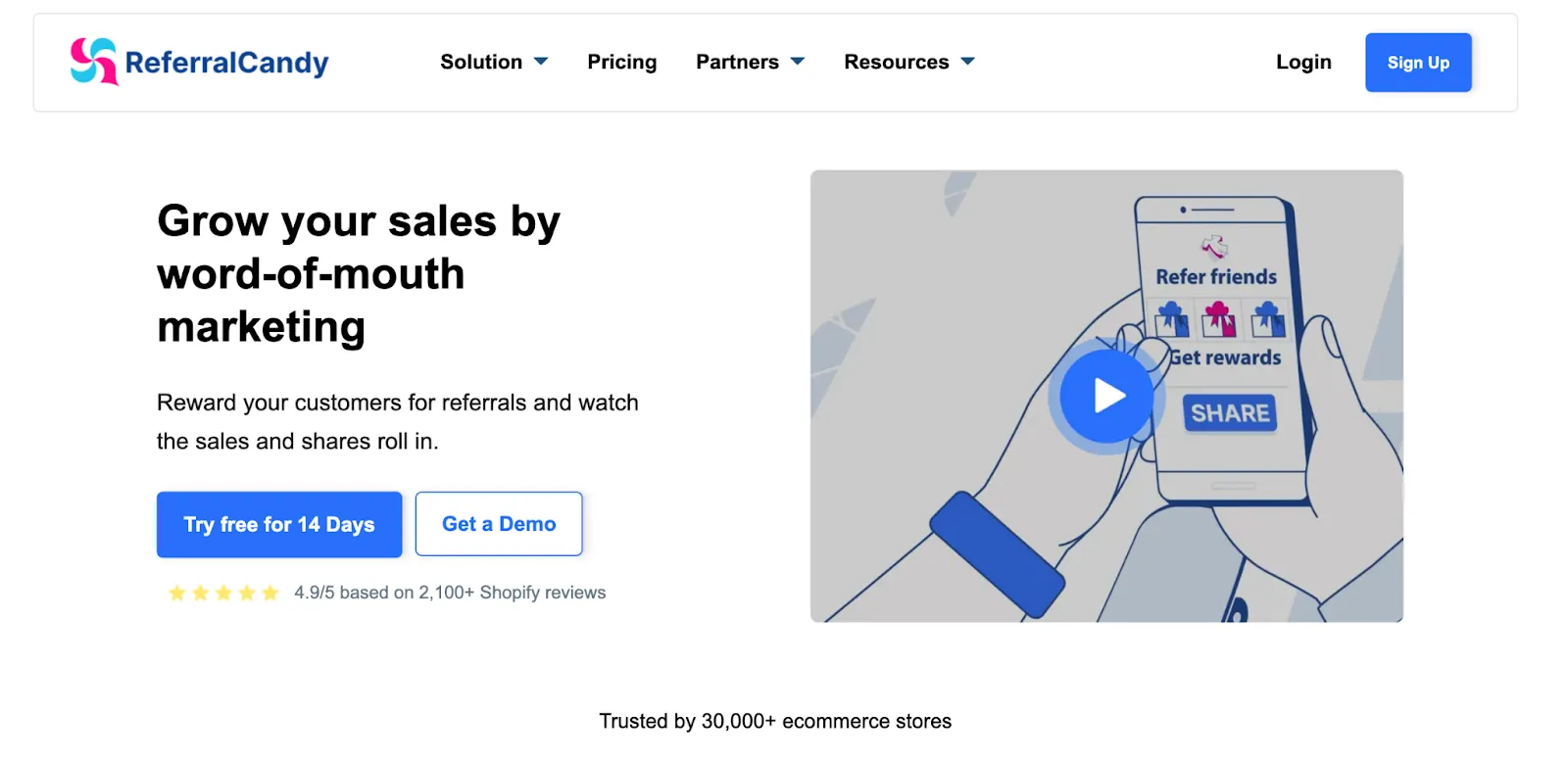 Home page of ReferralCandy