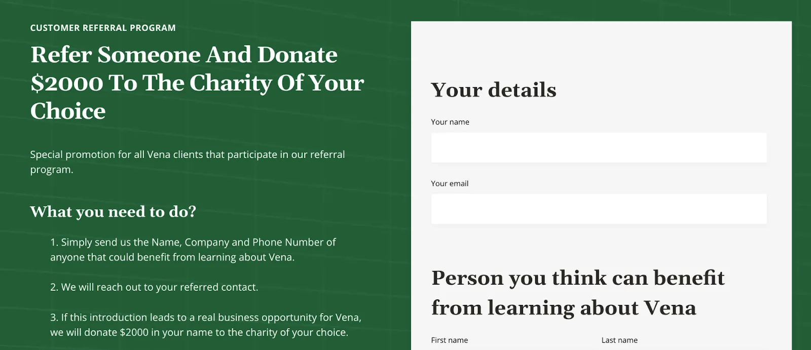 Vena referral program