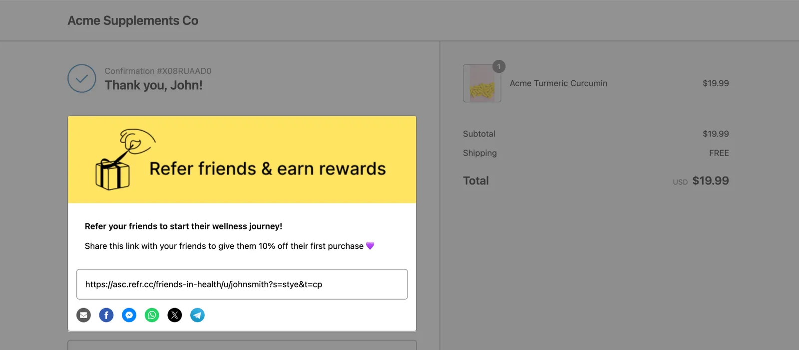 Referral Extension on Shopify app