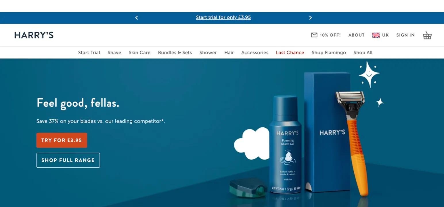 Harry's feel good, fellas home page