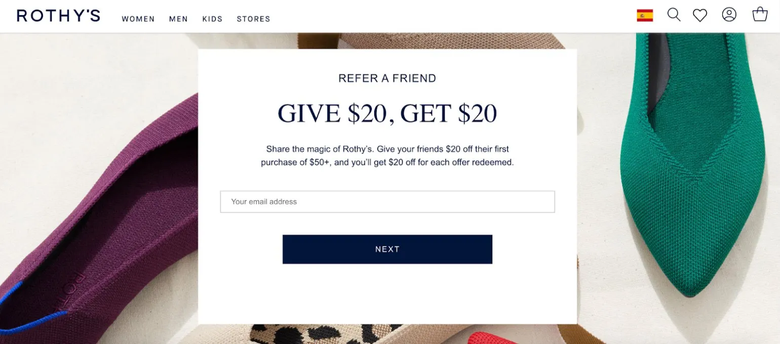 Rothy's give 20, get 20 program