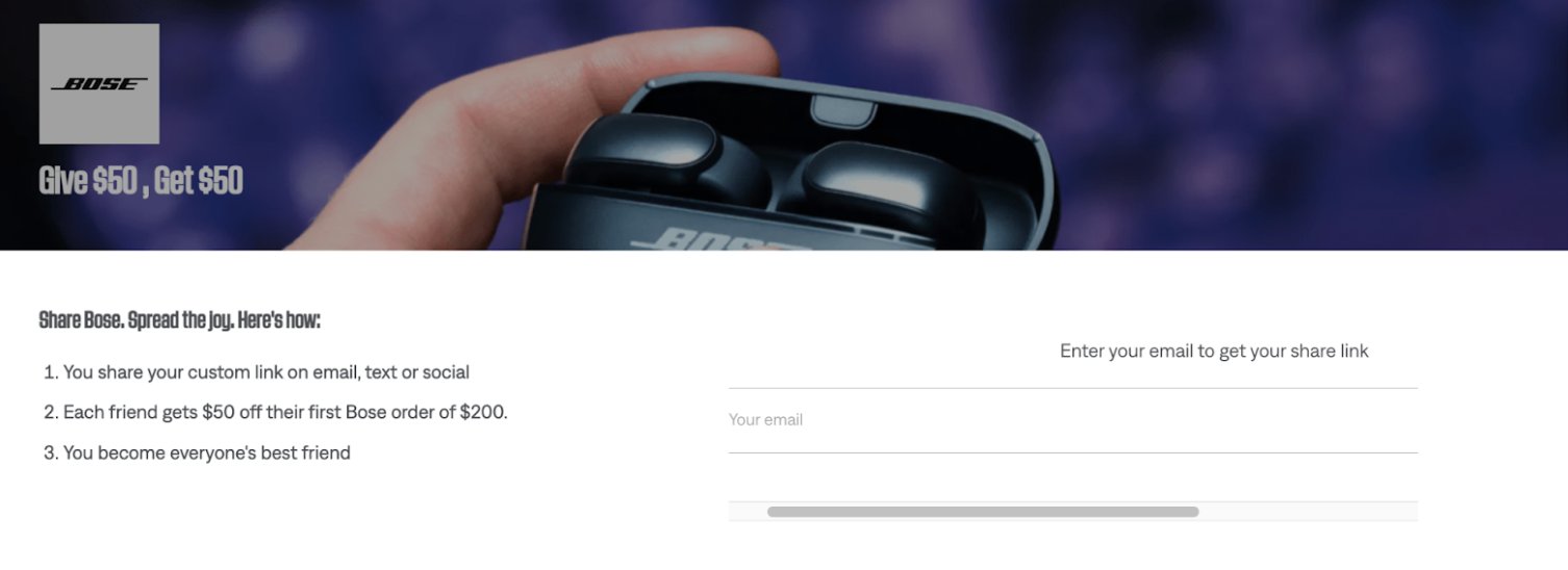 Bose refer a friend page