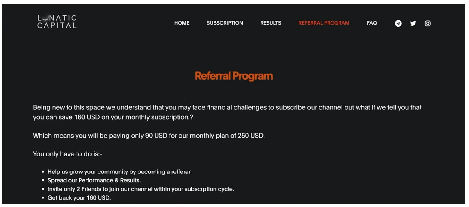 Lunatic Capital referral program