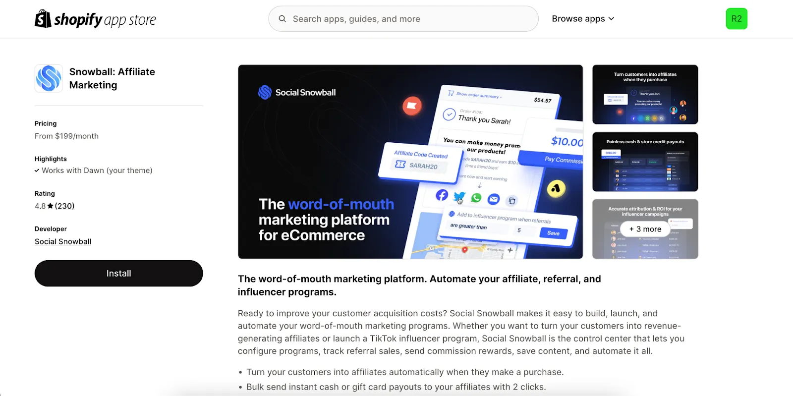Social Snowball shopify page