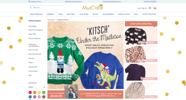 Target Influencers: ModCloth holiday Sweaters Scarcity ReferralCandy
