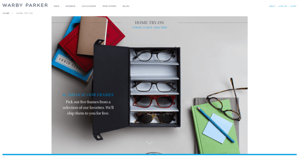 Warby Parker Home try-on Credibility ReferralCandy