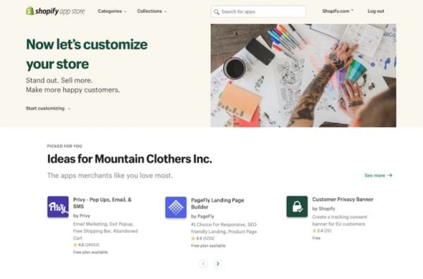 Personalized Shopify App Store