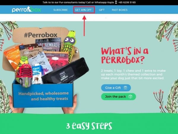 referral program templates - homepage cta perrobox referralcandy