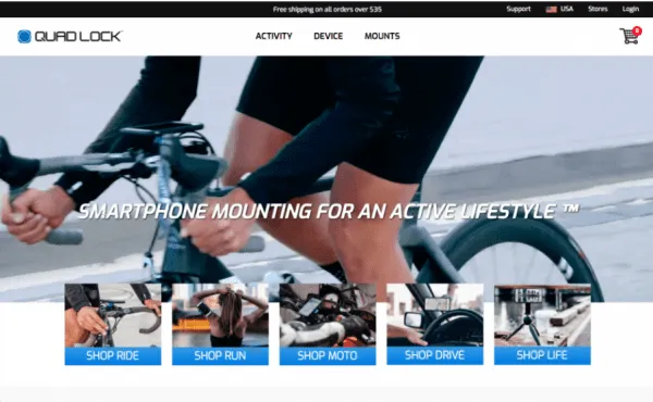 ecommerce niches - quadlock serves a niche market for smartphone mounts