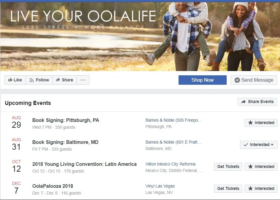 Oola Tea Facebook Events