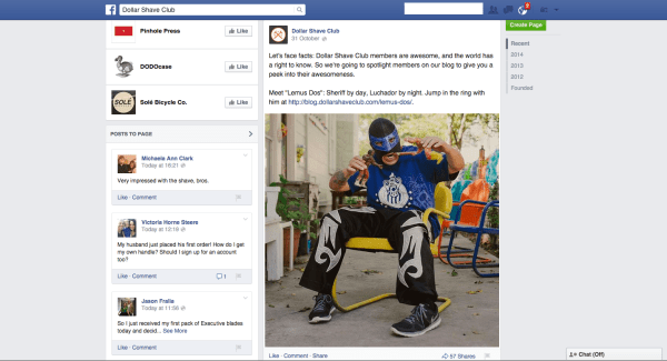 Dollar Shave Club Facebook member feature Liking ReferralCandy