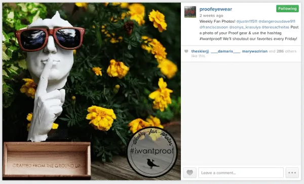 Proof Eyewear weekly fan feature Liking ReferralCandy